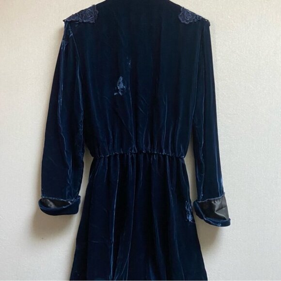 NWT Vintage Flora N. Krooz Lingere Velvet Embroider Lace House coat robe Sz M - Picture 2 of 15